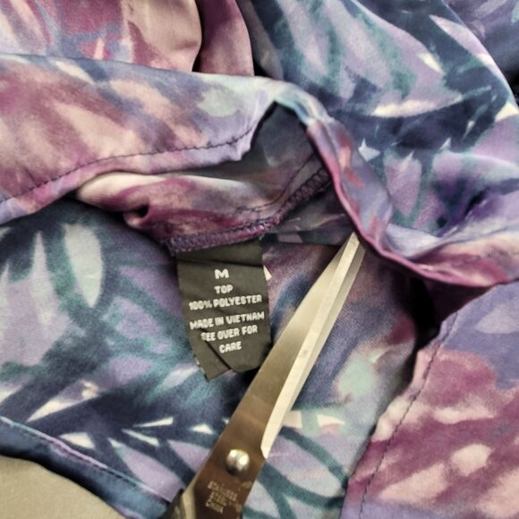 Womens Sleeveless Floral Top Size M Purple/Blue Poly Silky Tank Blouse JH1813 - Picture 4 of 6